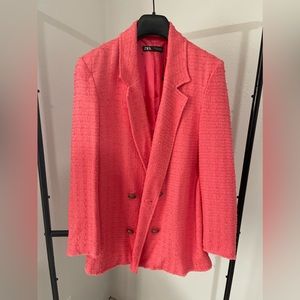 ZARA textured double breasted oversized blazer blogger favorite